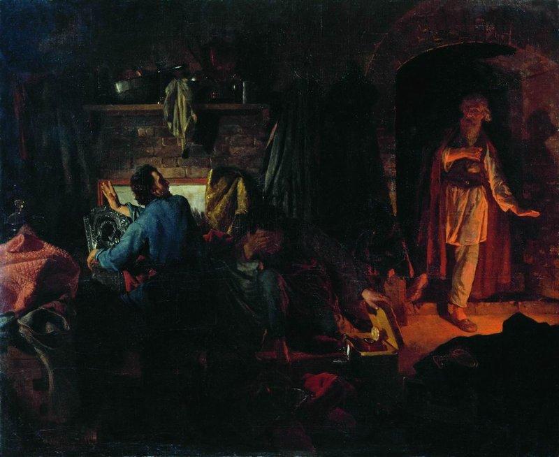 Wikioo.org - The Encyclopedia of Fine Arts - Painting, Artwork by Nikolai Vasilevich Nevrev - Family of a Greedy Man