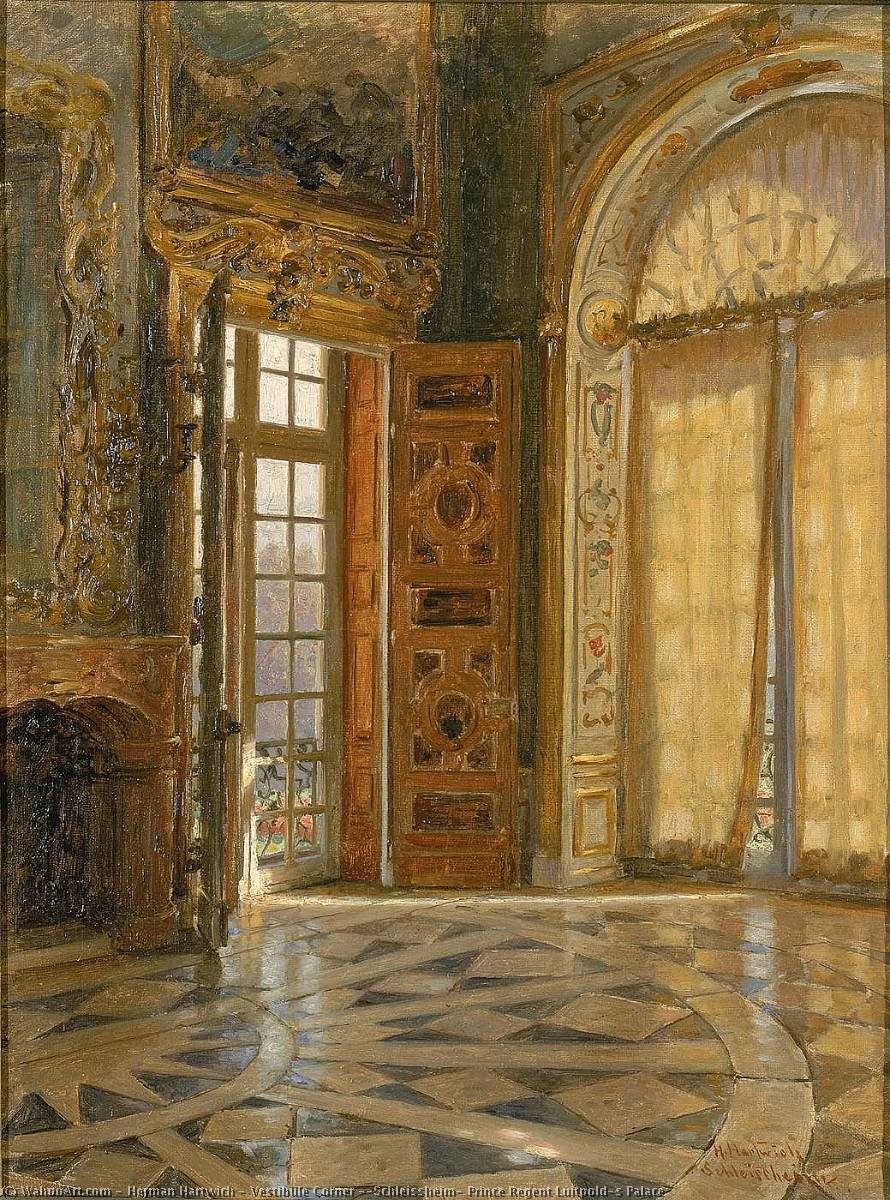 Wikioo.org - The Encyclopedia of Fine Arts - Painting, Artwork by Herman Hartwich - Vestibule Corner ''Schleissheim, Prince Regent Luitpold's Palace