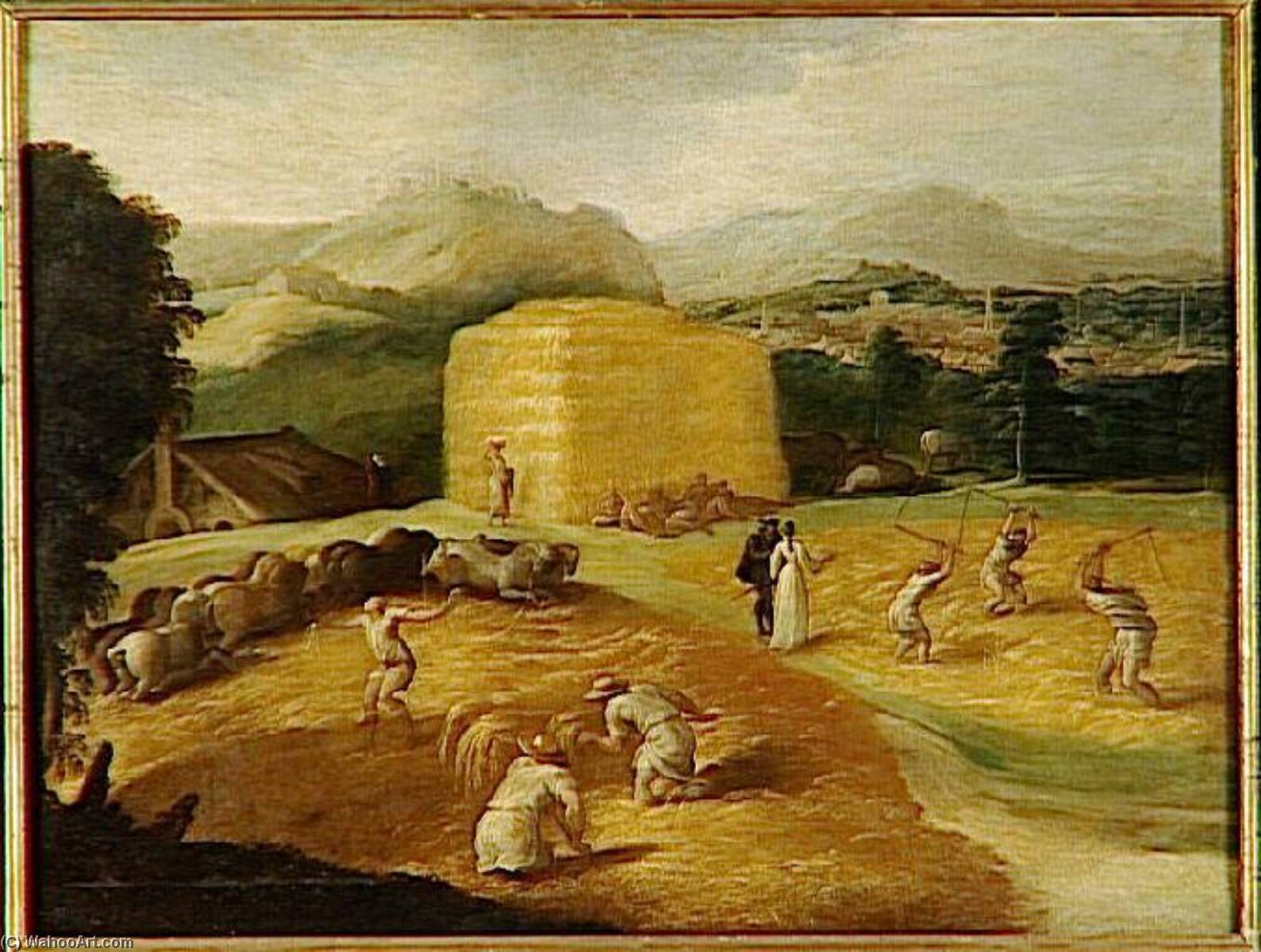 Wikioo.org - The Encyclopedia of Fine Arts - Painting, Artwork by Niccolo Dell' Abate - Landscape with wheat threshers