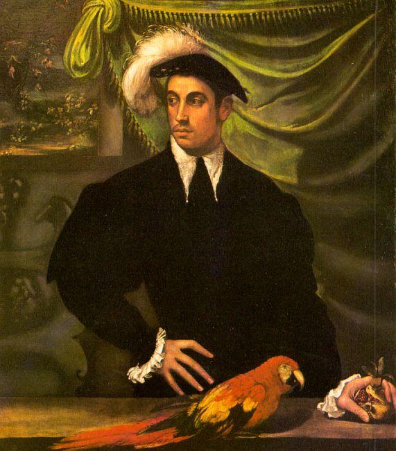Wikioo.org - The Encyclopedia of Fine Arts - Painting, Artwork by Niccolo Dell' Abate - Man with a Parrot