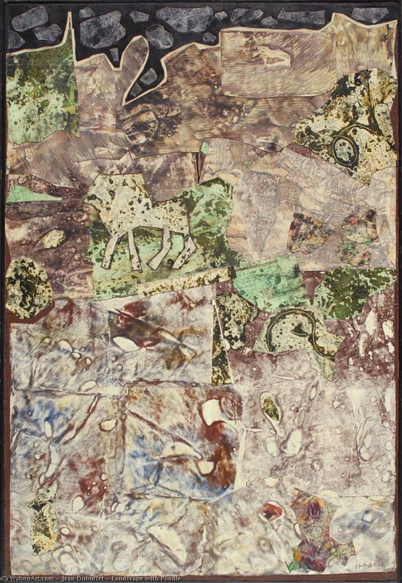 Wikioo.org - สารานุกรมวิจิตรศิลป์ - จิตรกรรม Jean Philippe Arthur Dubuffet - Landscape with Poodle