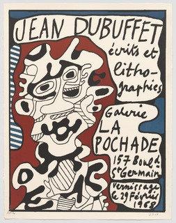 Wikioo.org - The Encyclopedia of Fine Arts - Painting, Artwork by Jean Philippe Arthur Dubuffet - Poster for the exhibition Écrits et Lithographies at Galerie La Pochade, Paris, February 29–March 1968