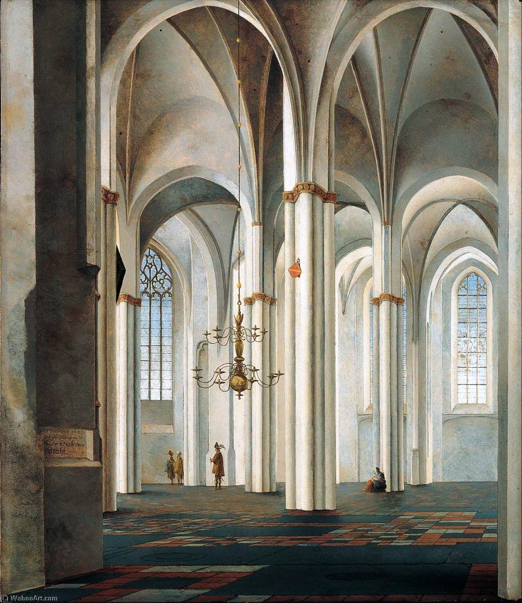 Wikioo.org - The Encyclopedia of Fine Arts - Painting, Artwork by Peter Saenredam - Interior of the Buurkerk, Utrecht
