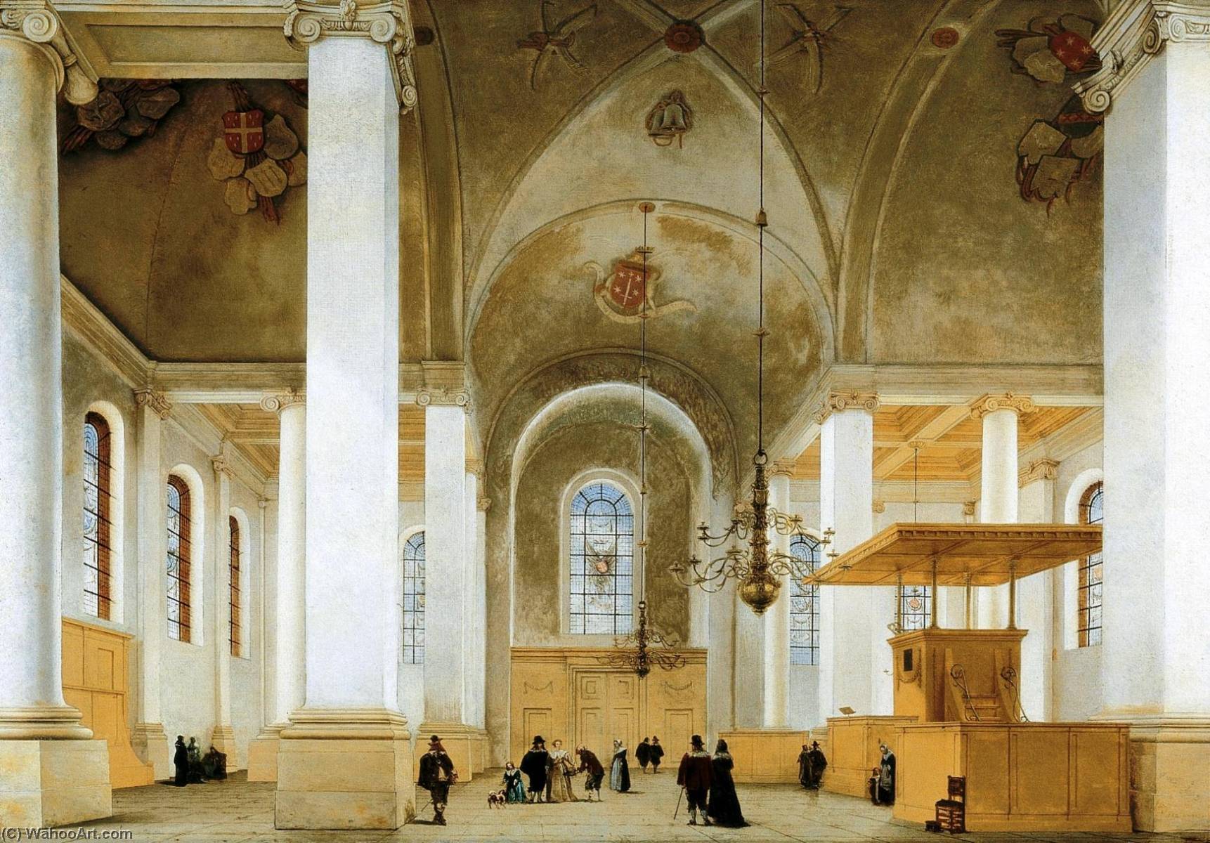 Wikioo.org - The Encyclopedia of Fine Arts - Painting, Artwork by Peter Saenredam - Interior of the Nieuwe or St. Annakerk in Haarlem, seen from west to east