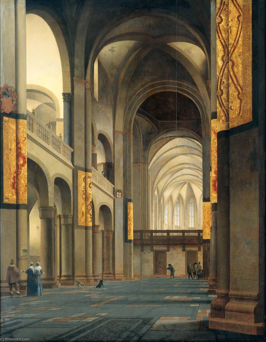 Wikioo.org - The Encyclopedia of Fine Arts - Painting, Artwork by Peter Saenredam - The nave and choir of the Mariakerk in Utrecht, seen from the west