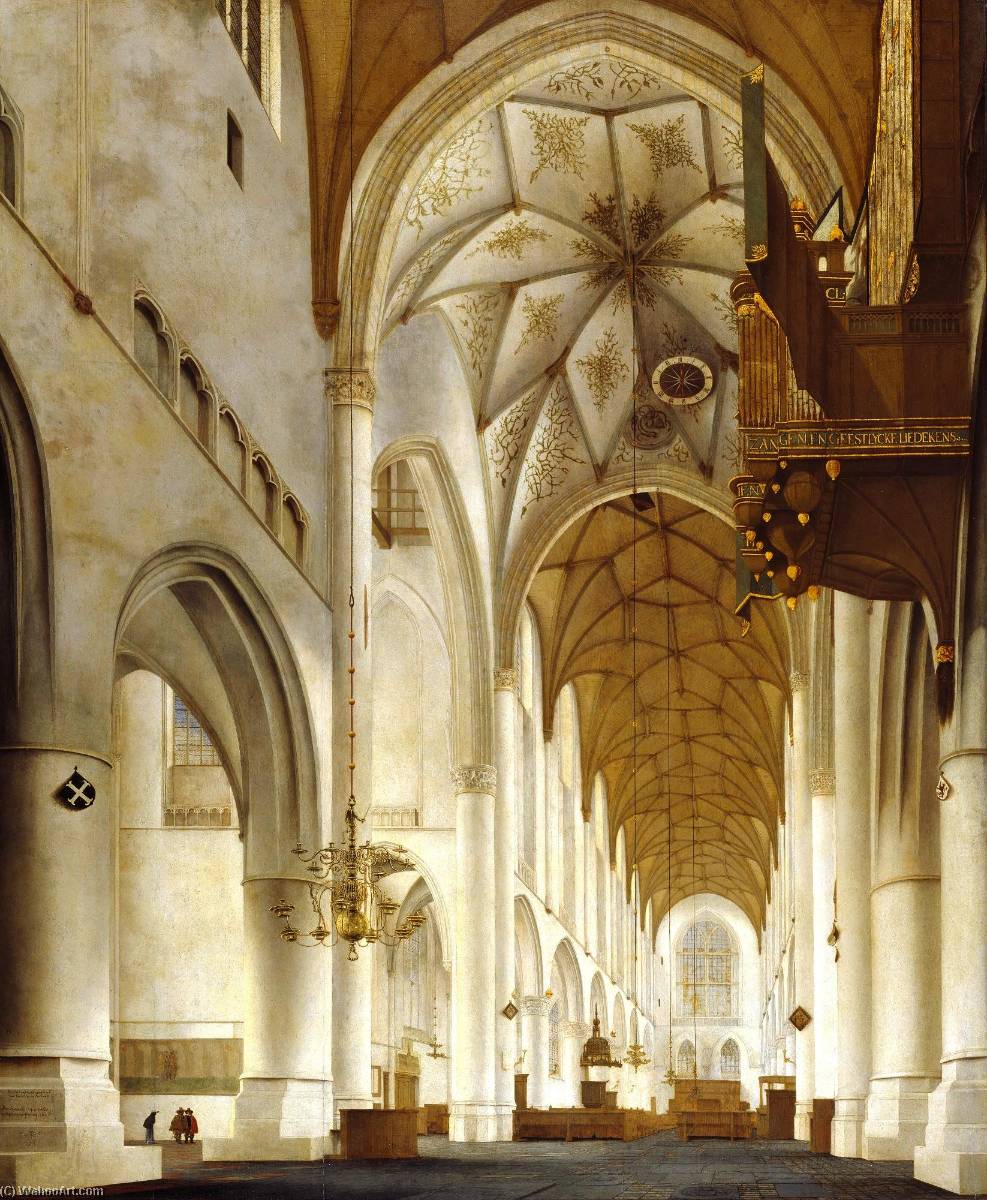 Wikioo.org - The Encyclopedia of Fine Arts - Painting, Artwork by Peter Saenredam - The Interior of St Bavo's Church, Haarlem (the 'Grote Kerk')
