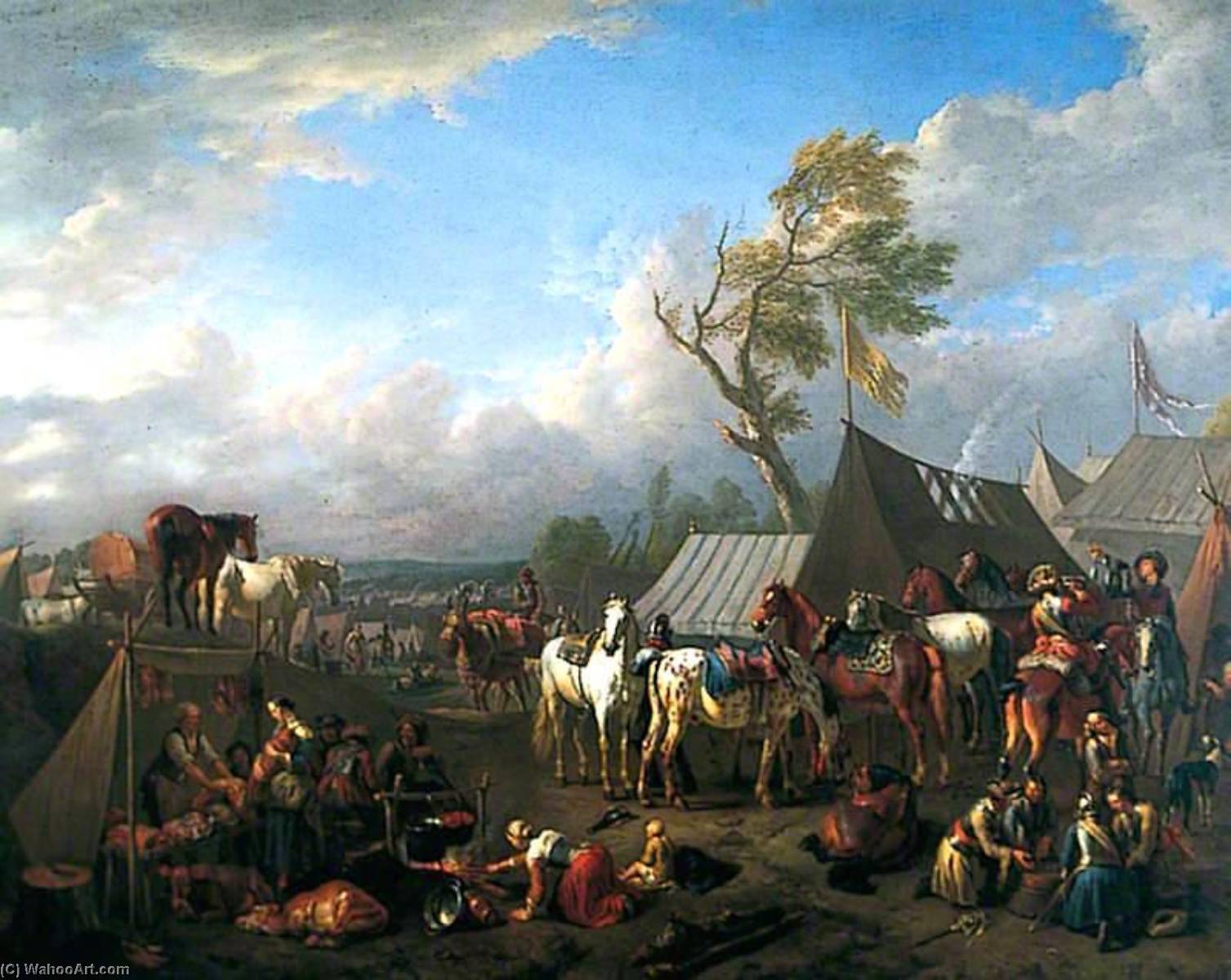 Wikioo.org - Bách khoa toàn thư về mỹ thuật - Vẽ tranh, Tác phẩm nghệ thuật Pieter Van Bloemen - Military Encampment