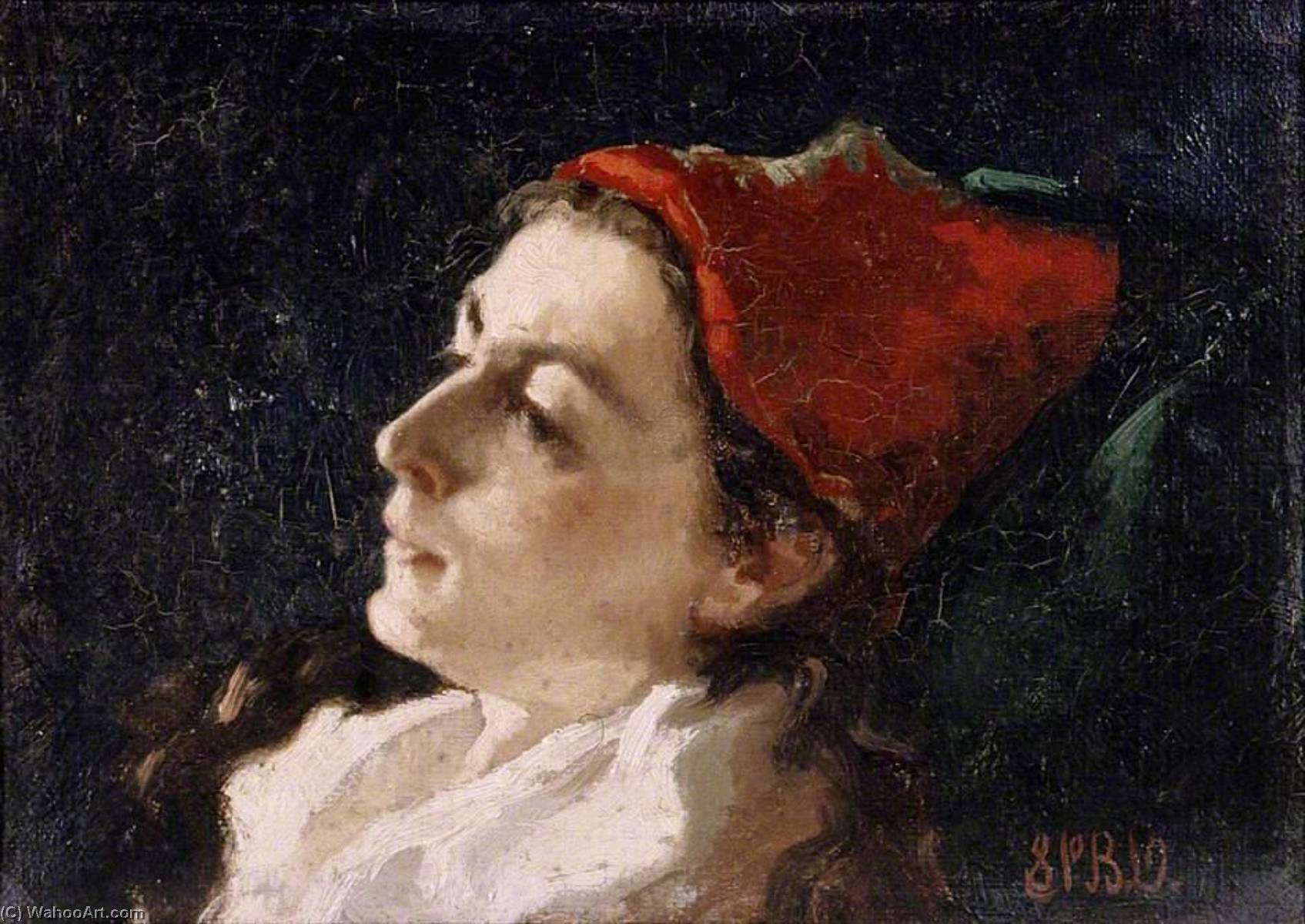 Wikioo.org - สารานุกรมวิจิตรศิลป์ - จิตรกรรม Sarah Paxton Bell Dodson - Head of a Woman in A Red Cap