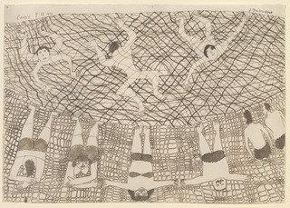 Wikioo.org - The Encyclopedia of Fine Arts - Painting, Artwork by Jean Philippe Arthur Dubuffet - Beach with Bathers (Plage aux baigneurs)