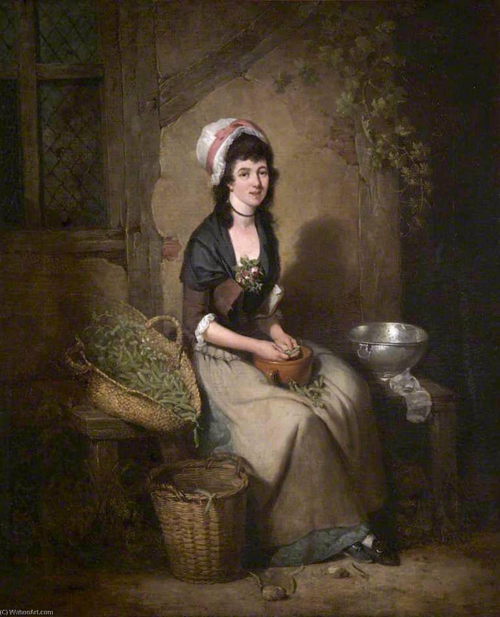 Wikioo.org - The Encyclopedia of Fine Arts - Painting, Artwork by William Redmore Bigg - A Girl Shelling Peas