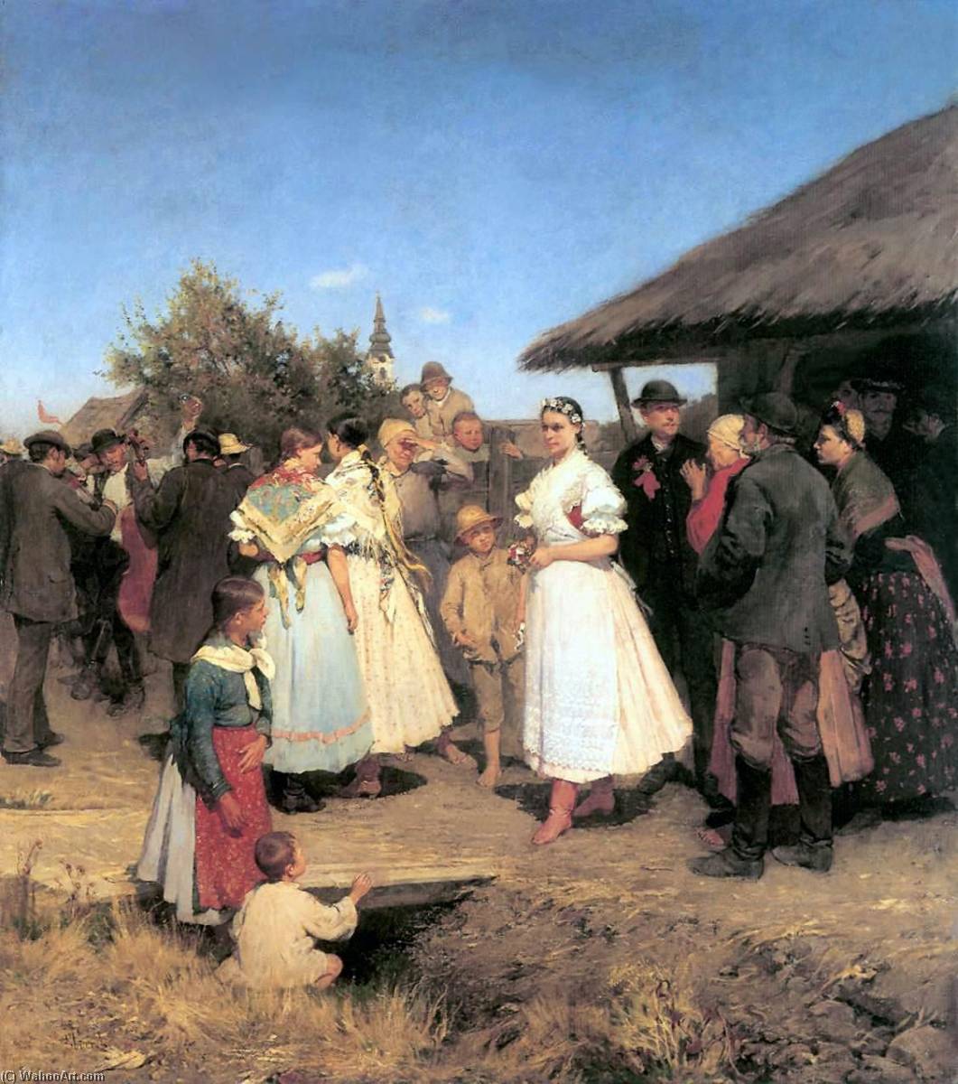 Wikioo.org - The Encyclopedia of Fine Arts - Painting, Artwork by Lajos Deák Ébner - Marriage Procession