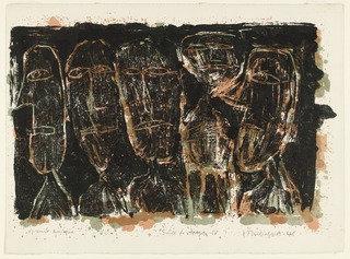 WikiOO.org - Encyclopedia of Fine Arts - Maalaus, taideteos Jean Philippe Arthur Dubuffet - Group of Faces IV (Suite de visages IV) (variant)