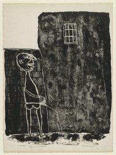 Wikioo.org - Bách khoa toàn thư về mỹ thuật - Vẽ tranh, Tác phẩm nghệ thuật Jean Philippe Arthur Dubuffet - Pisser at the Wall (Pisseur au mur) from the supplementary suite for the book Les Murs by Eugène Guillevic