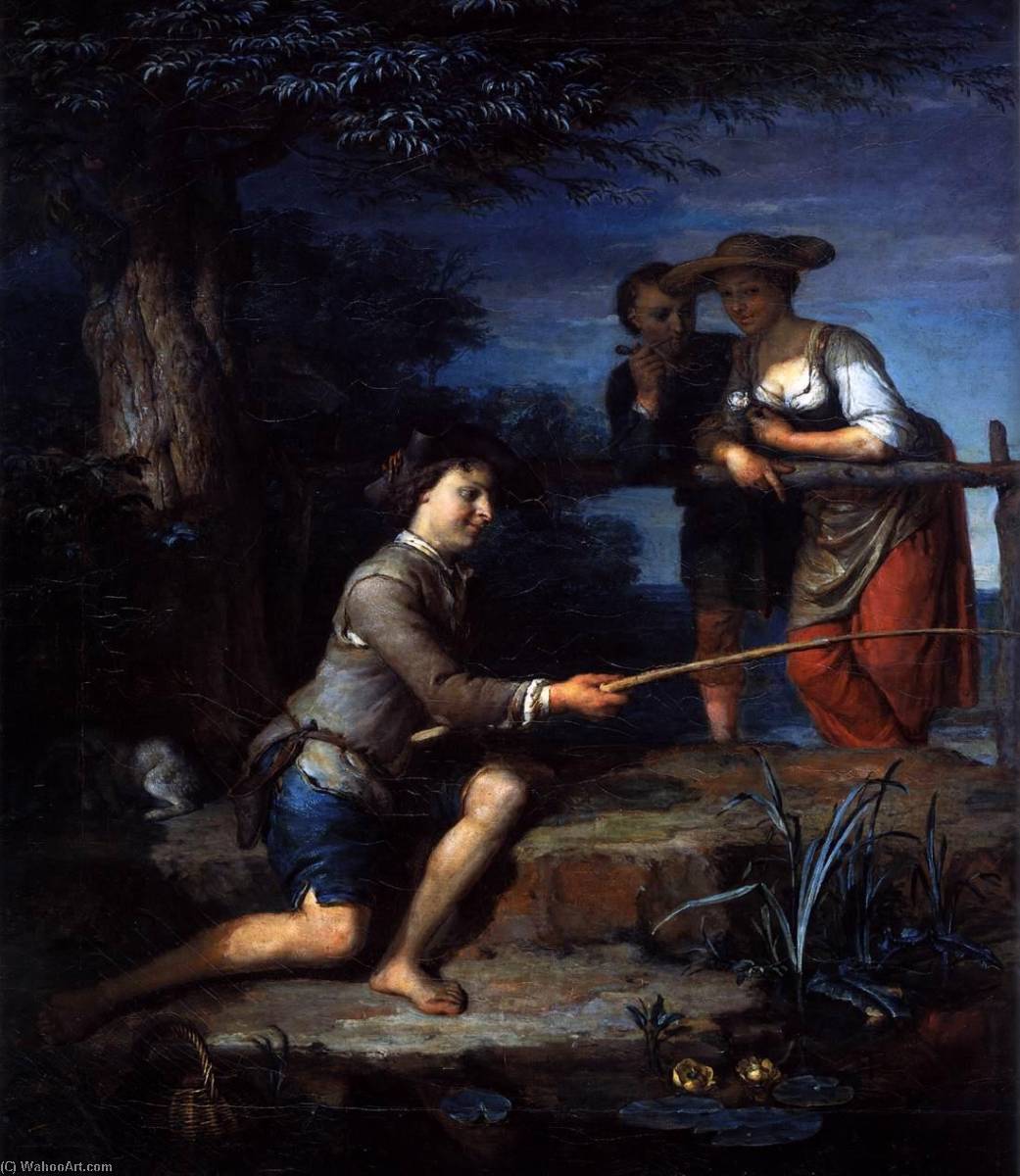 WikiOO.org - Енциклопедия за изящни изкуства - Живопис, Произведения на изкуството Carel De Ii Moor - Angler (detail)