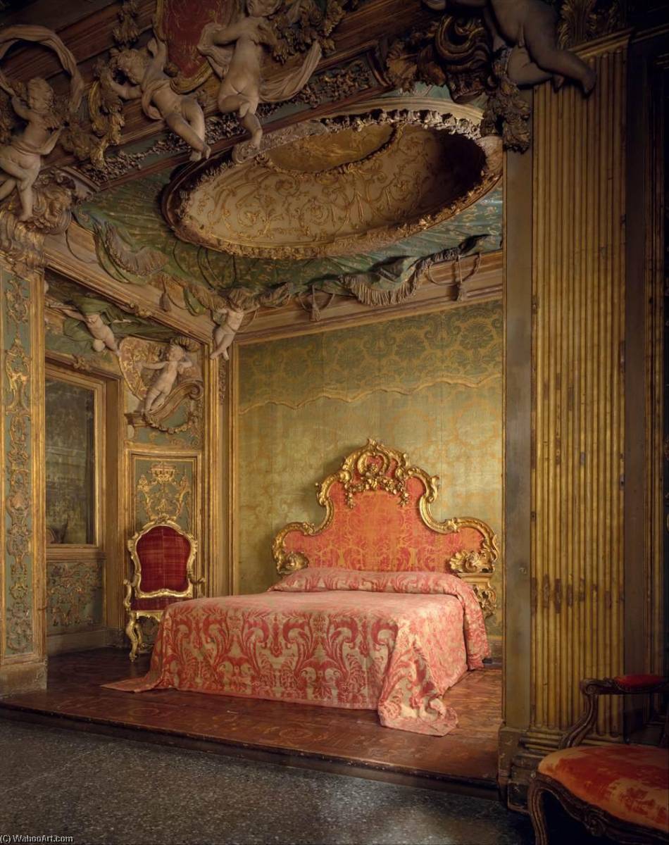 WikiOO.org - 백과 사전 - 회화, 삽화 Abbondio Stazio - Bedroom from the Sagredo Palace