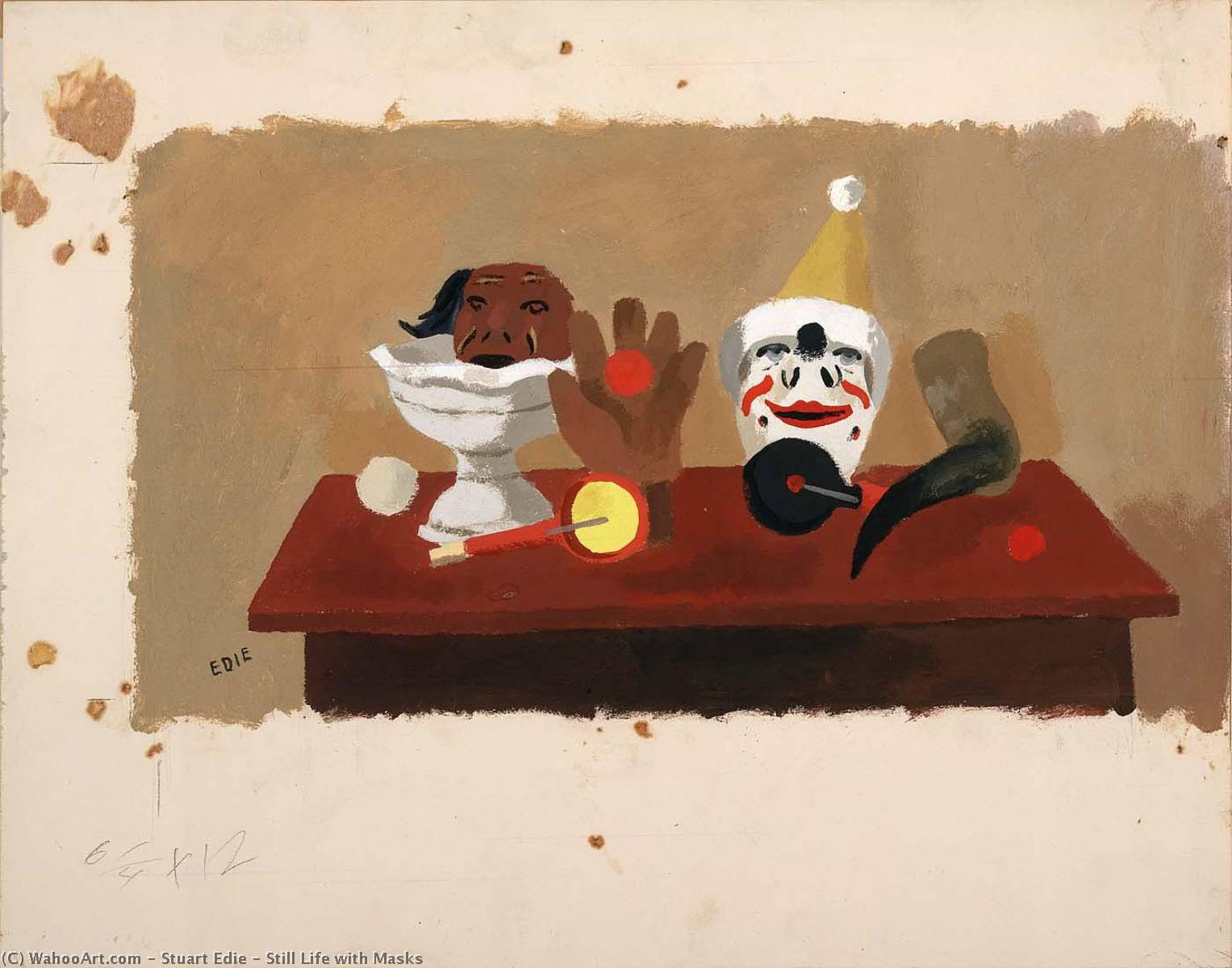 Wikioo.org - The Encyclopedia of Fine Arts - Painting, Artwork by Stuart Edie - Still Life with Masks