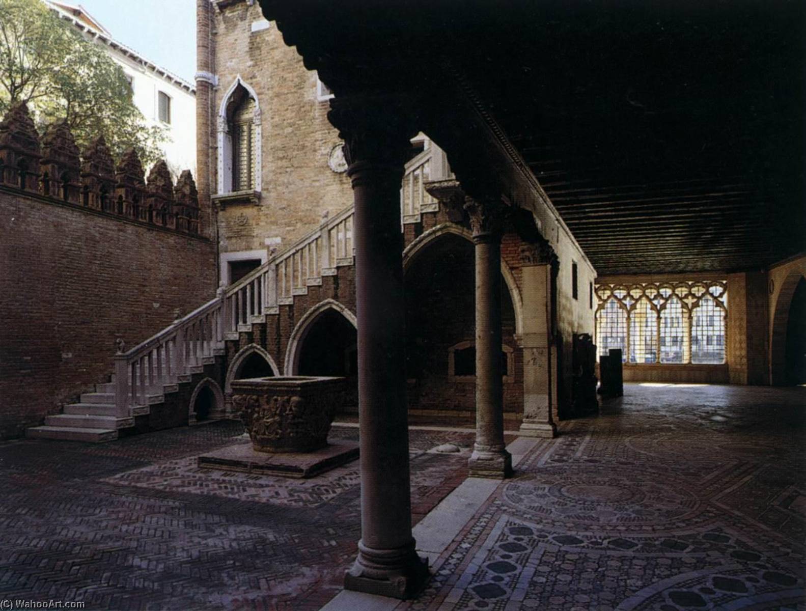 Wikioo.org - The Encyclopedia of Fine Arts - Painting, Artwork by Matteo Raverti - Ca' d'Oro Portico and inner courtyard