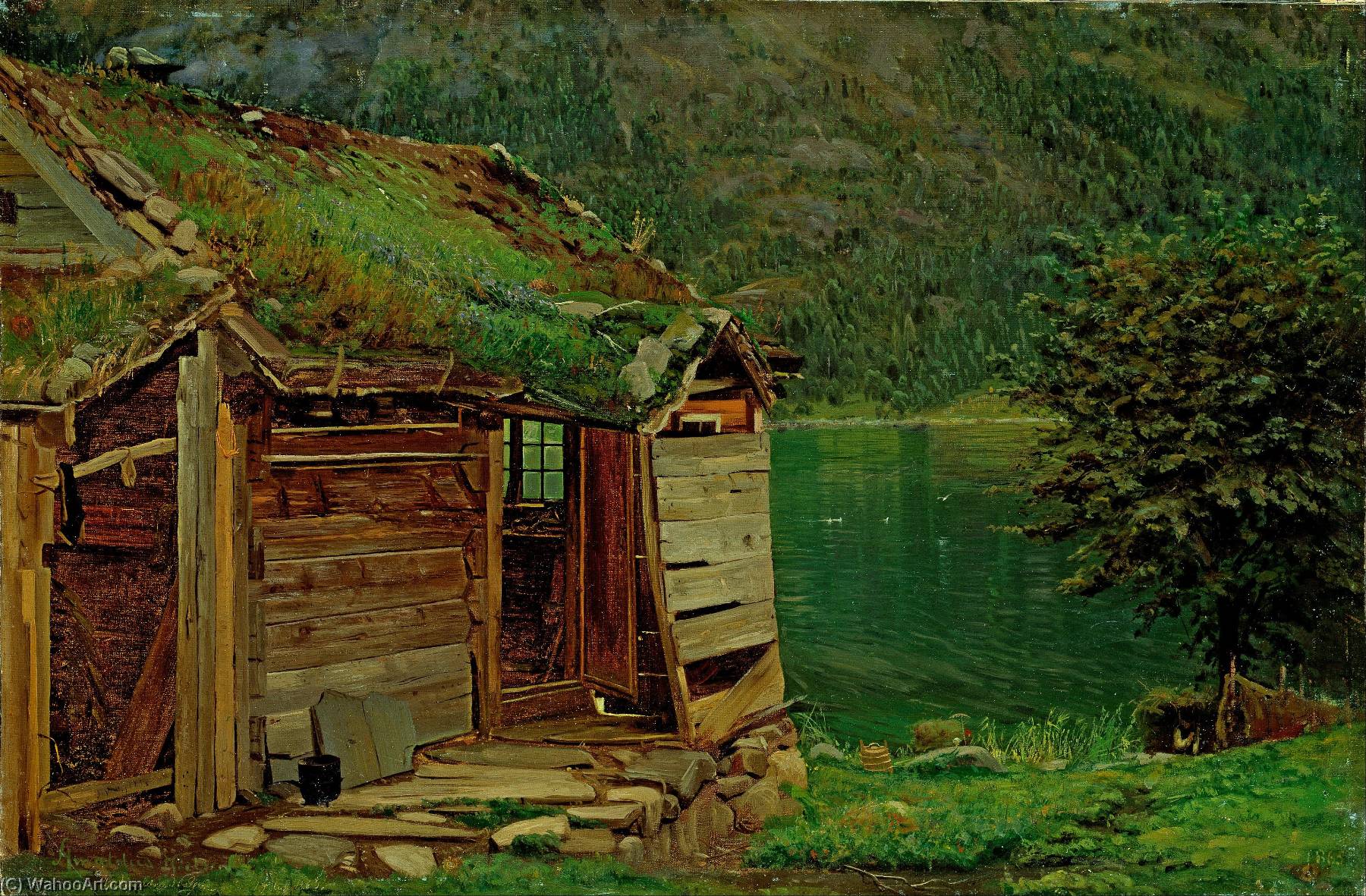 WikiOO.org – 美術百科全書 - 繪畫，作品 Amaldus Clarin Nielsen - 英语 农舍  在  巴里斯川