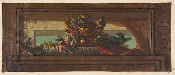 Wikioo.org - The Encyclopedia of Fine Arts - Painting, Artwork by Eugène Pierre Gourdet - Trompe l'oeil design of birds and flowers