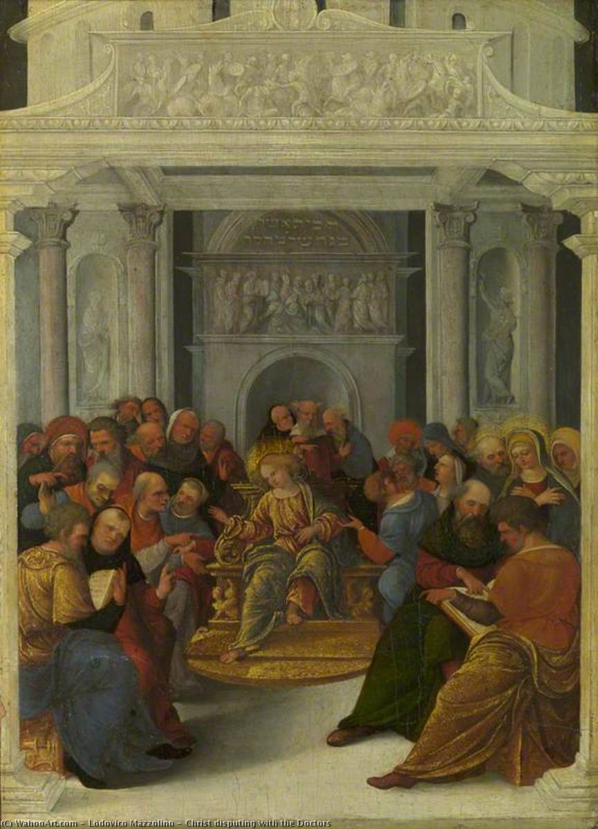 WikiOO.org – 美術百科全書 - 繪畫，作品 Ludovico Mazzolino - 基督争议 与  的  医生