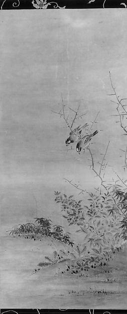WikiOO.org – 美術百科全書 - 繪畫，作品 Kano Yukinobu - 七嘴八舌 和   两  鸟