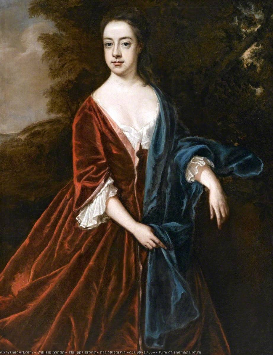 Wikioo.org - The Encyclopedia of Fine Arts - Painting, Artwork by William Gandy - Philippa Brown, née Musgrave (c.1699–1735), Wife of Thomas Brown
