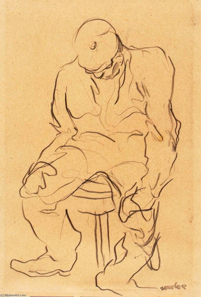Wikioo.org - Bách khoa toàn thư về mỹ thuật - Vẽ tranh, Tác phẩm nghệ thuật Alfred Sessler - (Seated Man in Cap)