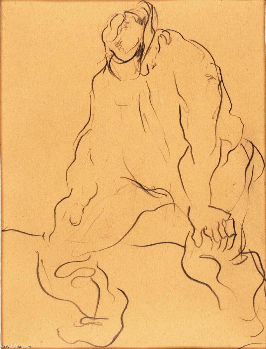 WikiOO.org - Encyclopedia of Fine Arts - Lukisan, Artwork Alfred Sessler - (Man with Hands on Knees)