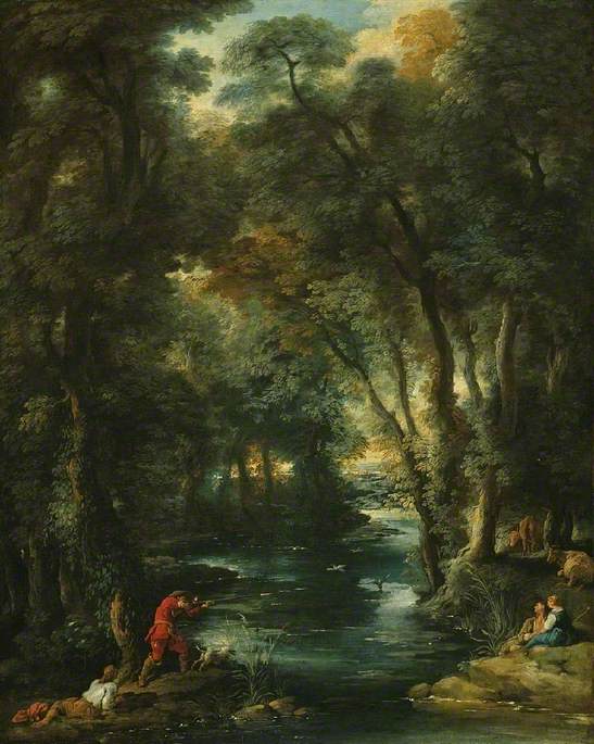 Wikioo.org - The Encyclopedia of Fine Arts - Painting, Artwork by Jean François De Troy - Duck Shooting in a Wood