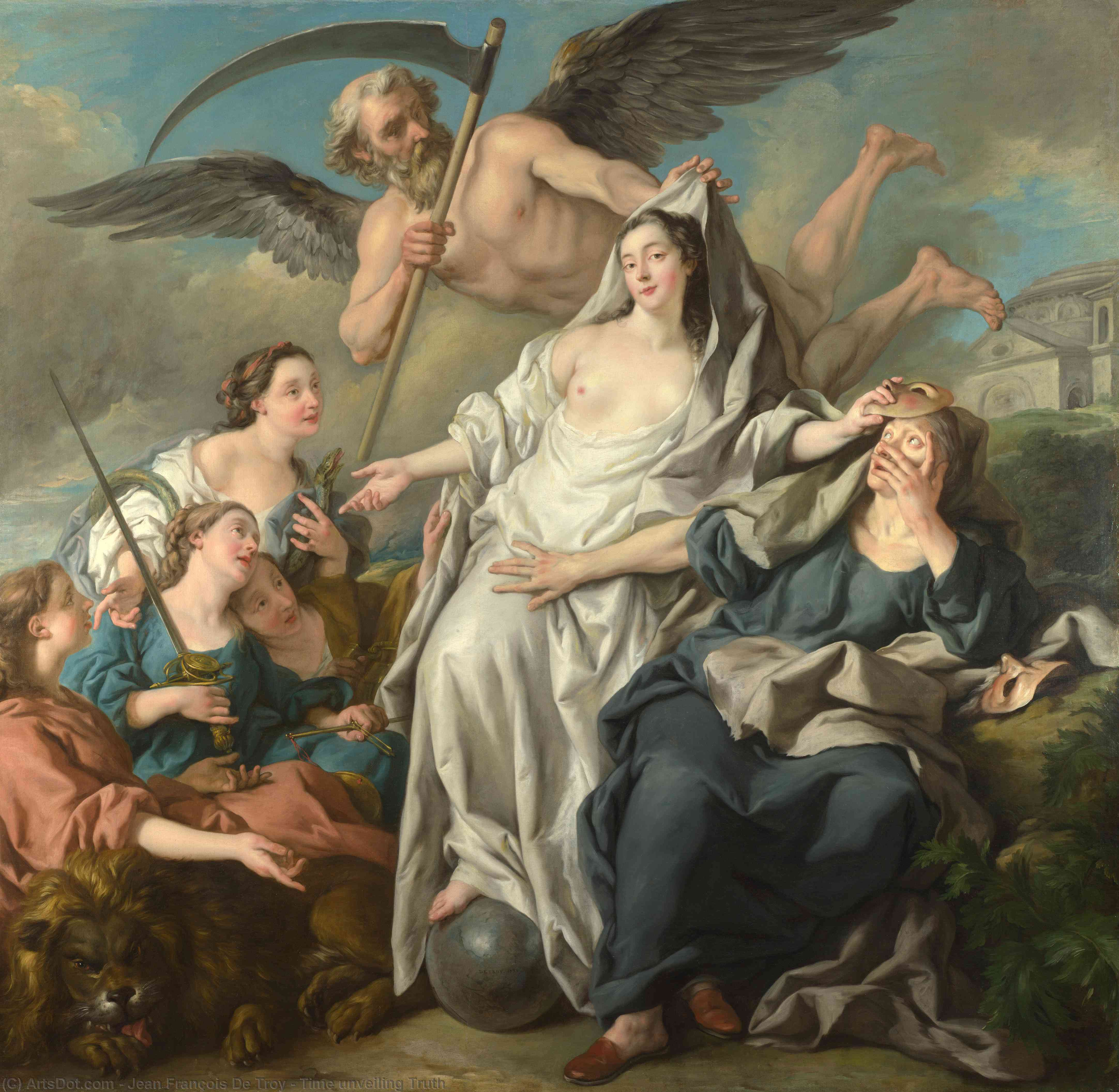 Wikioo.org - The Encyclopedia of Fine Arts - Painting, Artwork by Jean François De Troy - Time unveiling Truth