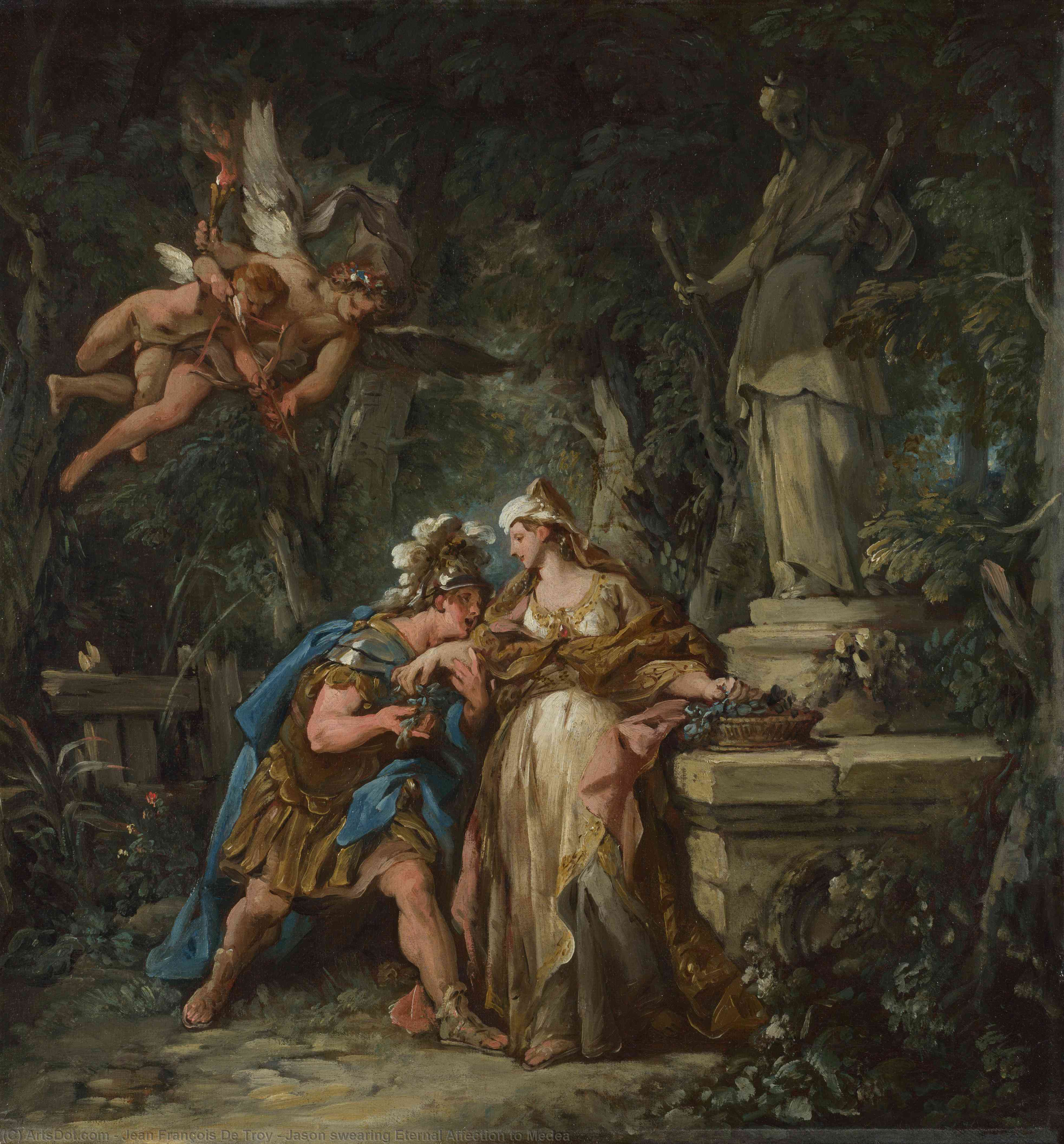 Wikioo.org - สารานุกรมวิจิตรศิลป์ - จิตรกรรม Jean François De Troy - Jason swearing Eternal Affection to Medea