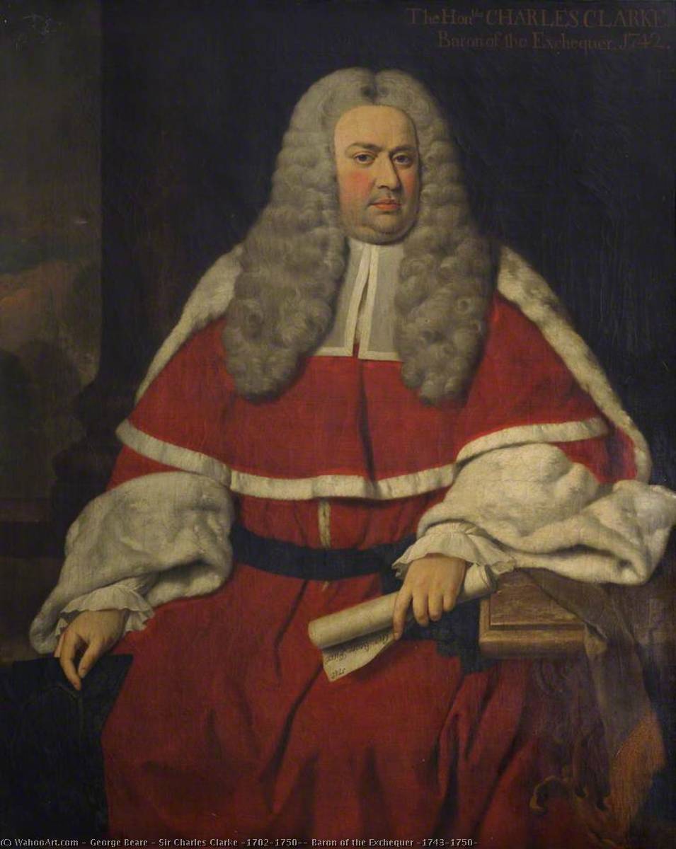Wikioo.org - The Encyclopedia of Fine Arts - Painting, Artwork by George Beare - Sir Charles Clarke (1702–1750), Baron of the Exchequer (1743–1750)
