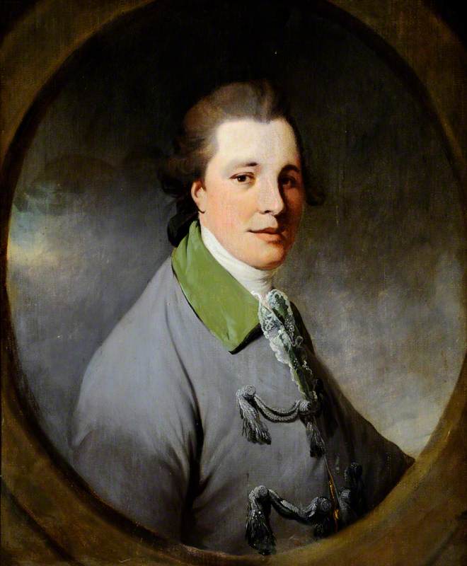 Wikioo.org - The Encyclopedia of Fine Arts - Painting, Artwork by Mason Chamberlin The Elder - Portrait of an Unknown Young Gentleman in a Grey Coat with a Green Collar