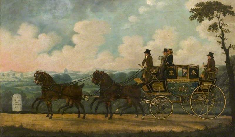 Wikioo.org - The Encyclopedia of Fine Arts - Painting, Artwork by John Cordrey - The Royal Manchester Telegraph Coach