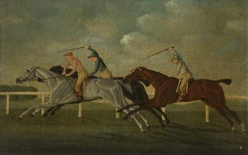 Wikioo.org - The Encyclopedia of Fine Arts - Painting, Artwork by John Cordrey - 'Gimcrack' Beating Two Other Horses at Epsom