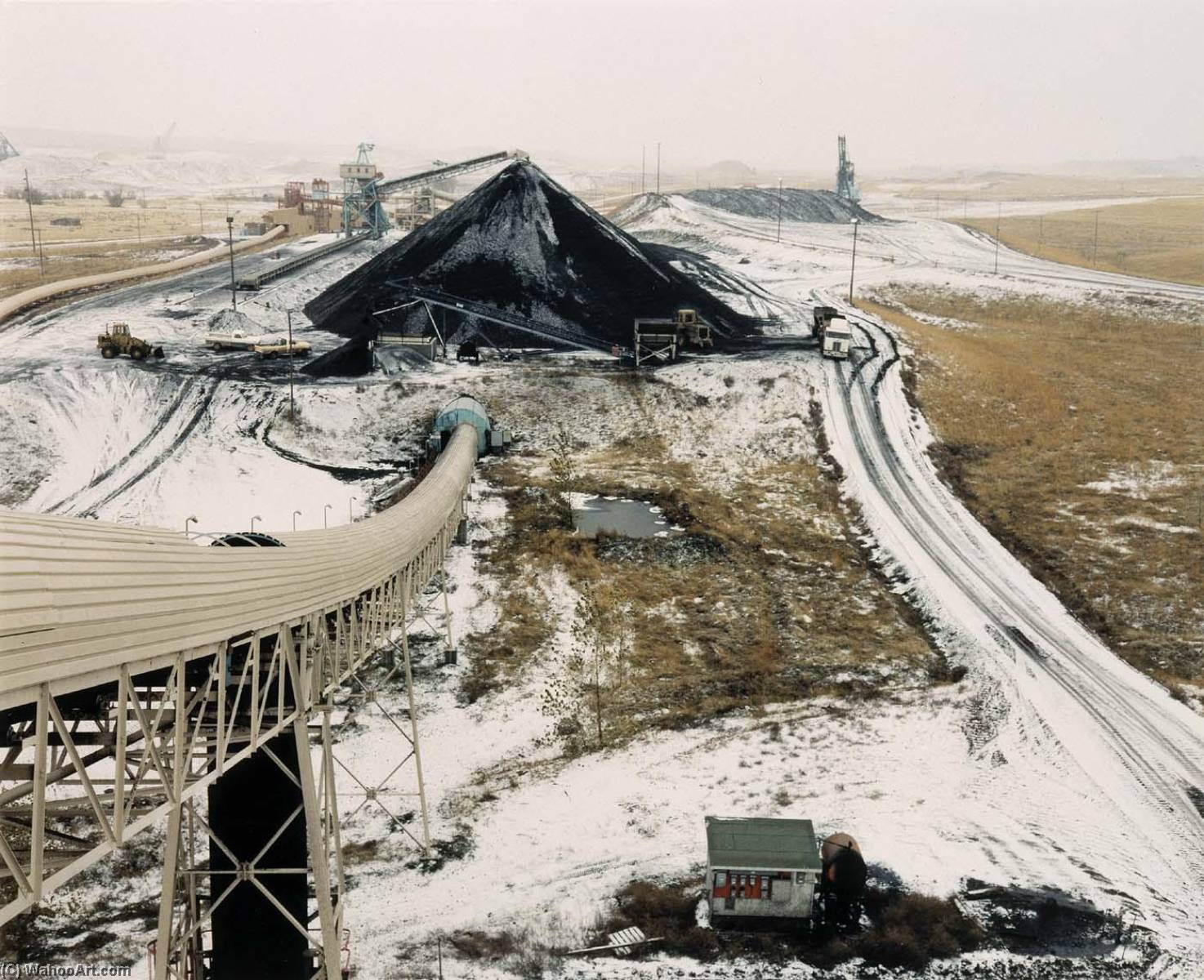 Wikioo.org - The Encyclopedia of Fine Arts - Painting, Artwork by David T Hanson - Coal Storage Area and Railroad Tipple. October 1984, from the series Colstrip, Montana 1982 1985