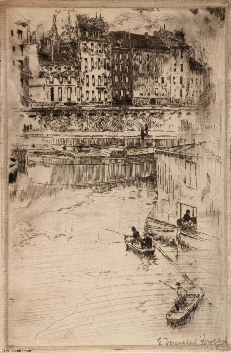 WikiOO.org - Encyclopedia of Fine Arts - Maľba, Artwork Edward Townsend Howes - (Paris Scene Fishermen in Boats)