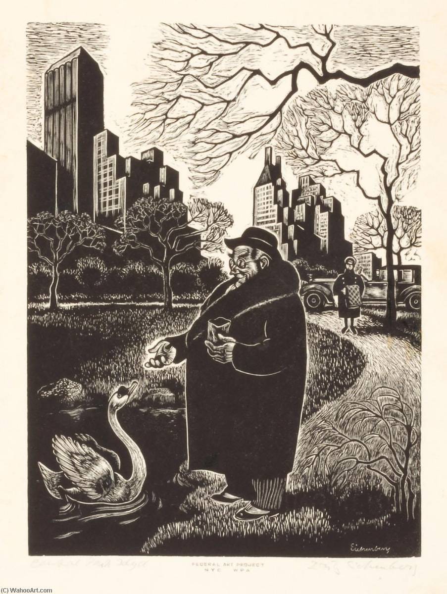 Wikioo.org - The Encyclopedia of Fine Arts - Painting, Artwork by Fritz Eichenberg - Central Park Idyll