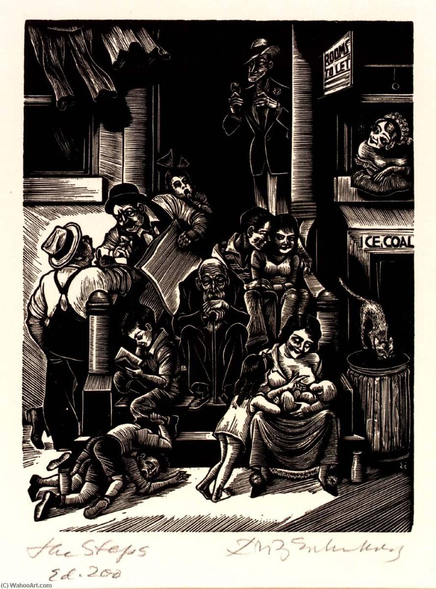 Wikioo.org - The Encyclopedia of Fine Arts - Painting, Artwork by Fritz Eichenberg - The Steps