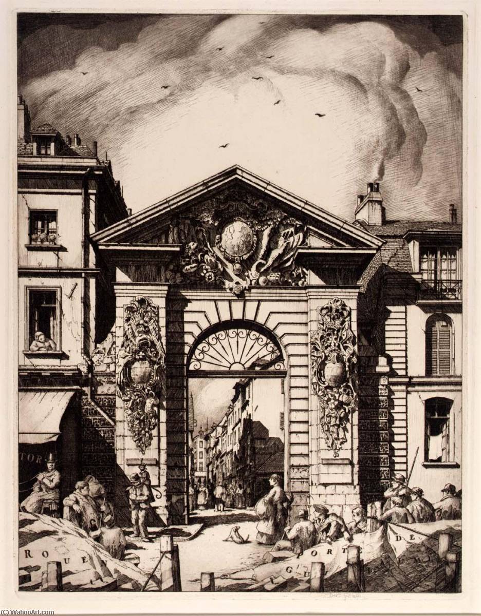 WikiOO.org - Encyclopedia of Fine Arts - Maľba, Artwork Frederick G Hall - Rouen, Porte de Guillaume