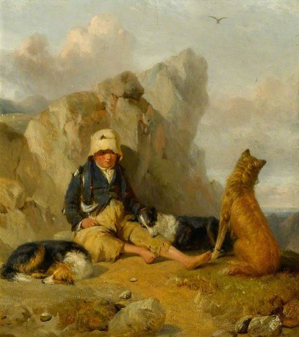 Wikioo.org - The Encyclopedia of Fine Arts - Painting, Artwork by Thomas Woodward - The Shepherd Boy with His Dogs