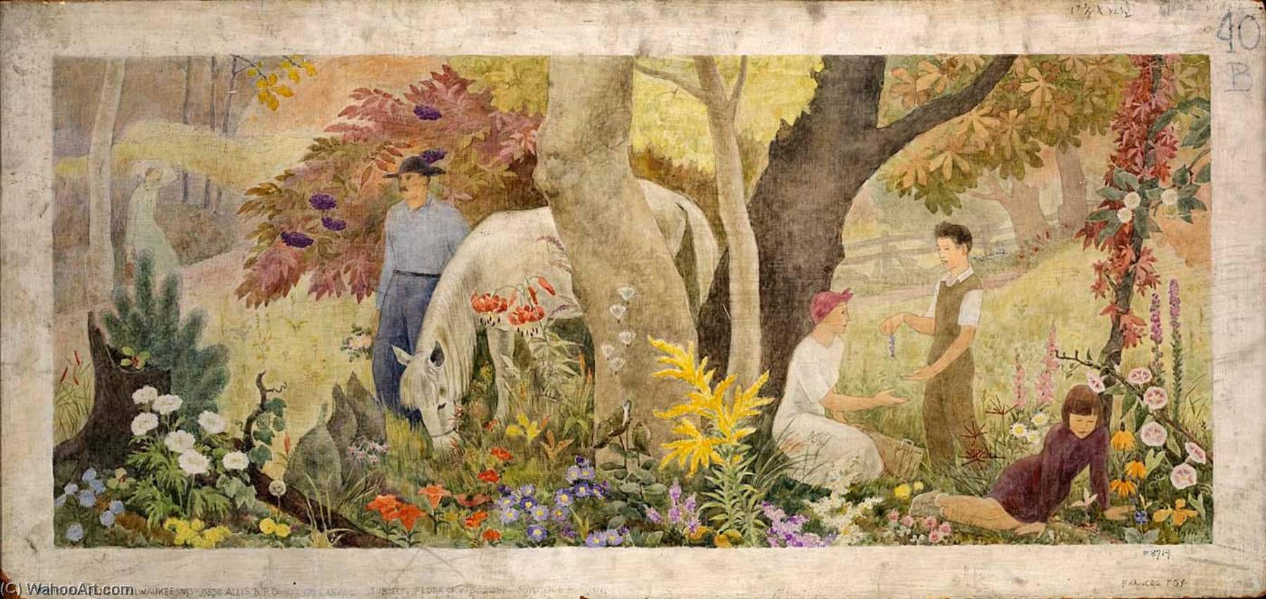 Wikioo.org - The Encyclopedia of Fine Arts - Painting, Artwork by Frances Foy - Wisconsin Wild Flowers Spring (mural study, West Allis Post Office, Milwaukee, Wisconsin)