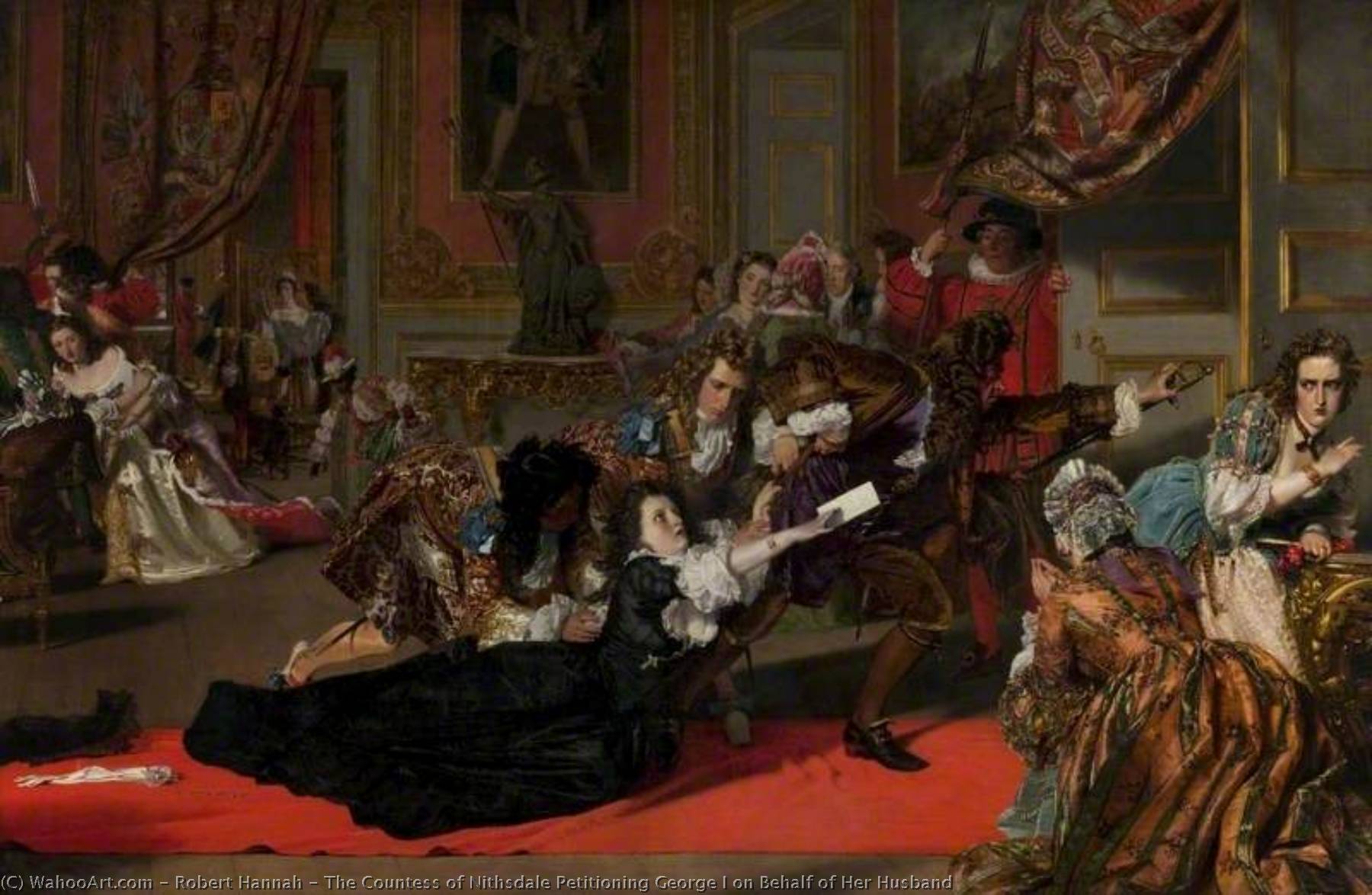 Wikioo.org - The Encyclopedia of Fine Arts - Painting, Artwork by Robert Hannah - The Countess of Nithsdale Petitioning George I on Behalf of Her Husband