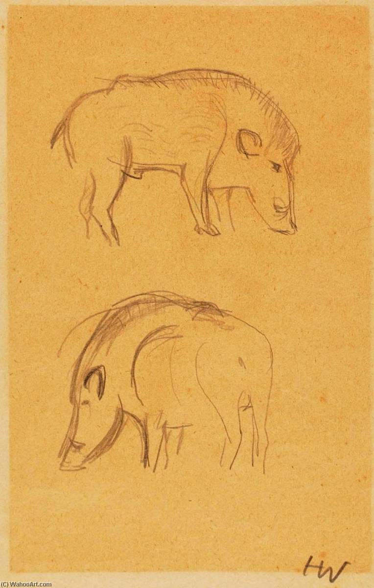 WikiOO.org - Encyclopedia of Fine Arts - Maalaus, taideteos Heinz Warneke - Boars (Two)