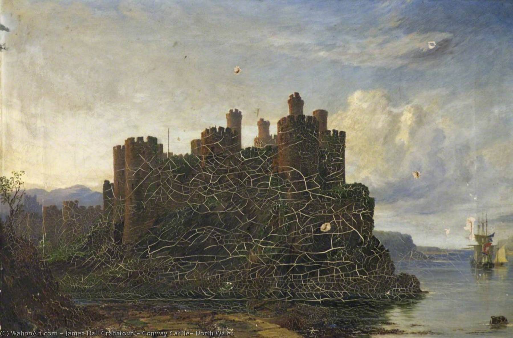 Wikioo.org - The Encyclopedia of Fine Arts - Painting, Artwork by James Hall Cranstoun - Conway Castle, North Wales