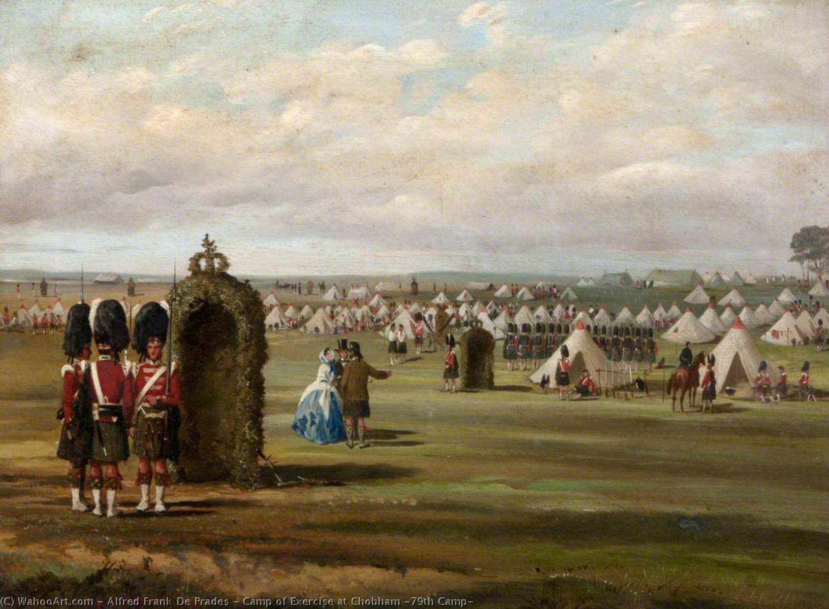 Wikioo.org - The Encyclopedia of Fine Arts - Painting, Artwork by Alfred Frank De Prades - Camp of Exercise at Chobham (79th Camp)
