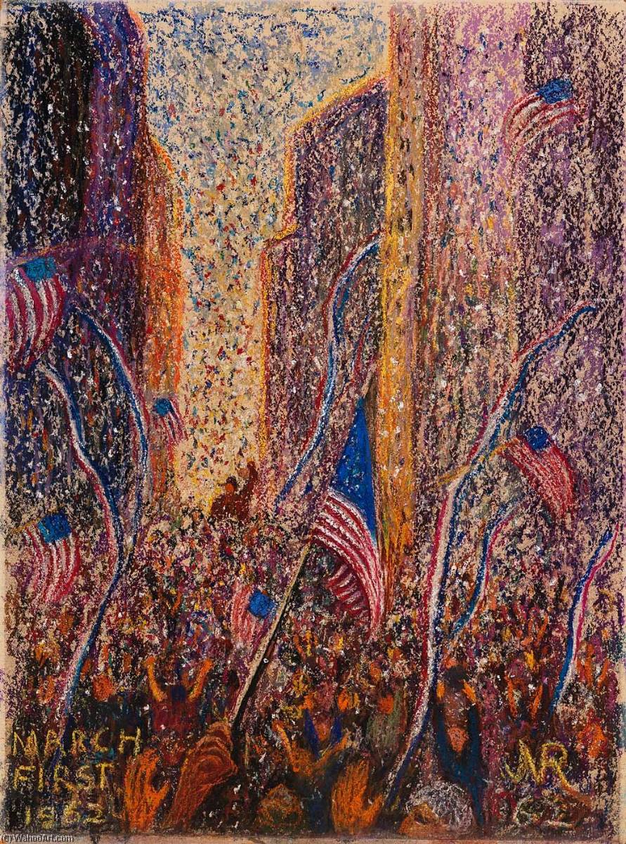 Wikioo.org - The Encyclopedia of Fine Arts - Painting, Artwork by James N Rosenberg - March Parade of Colonel John B. Glenn (New York City, March 1, 1962)