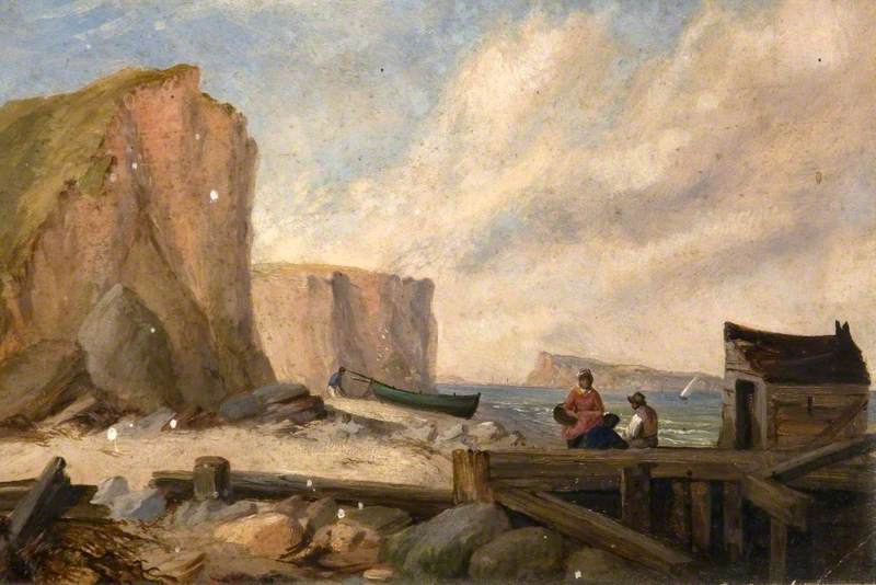 Wikioo.org - The Encyclopedia of Fine Arts - Painting, Artwork by Edward Francis Drew Pritchard - East Cliff, with Portland, Dorset, in the Distance