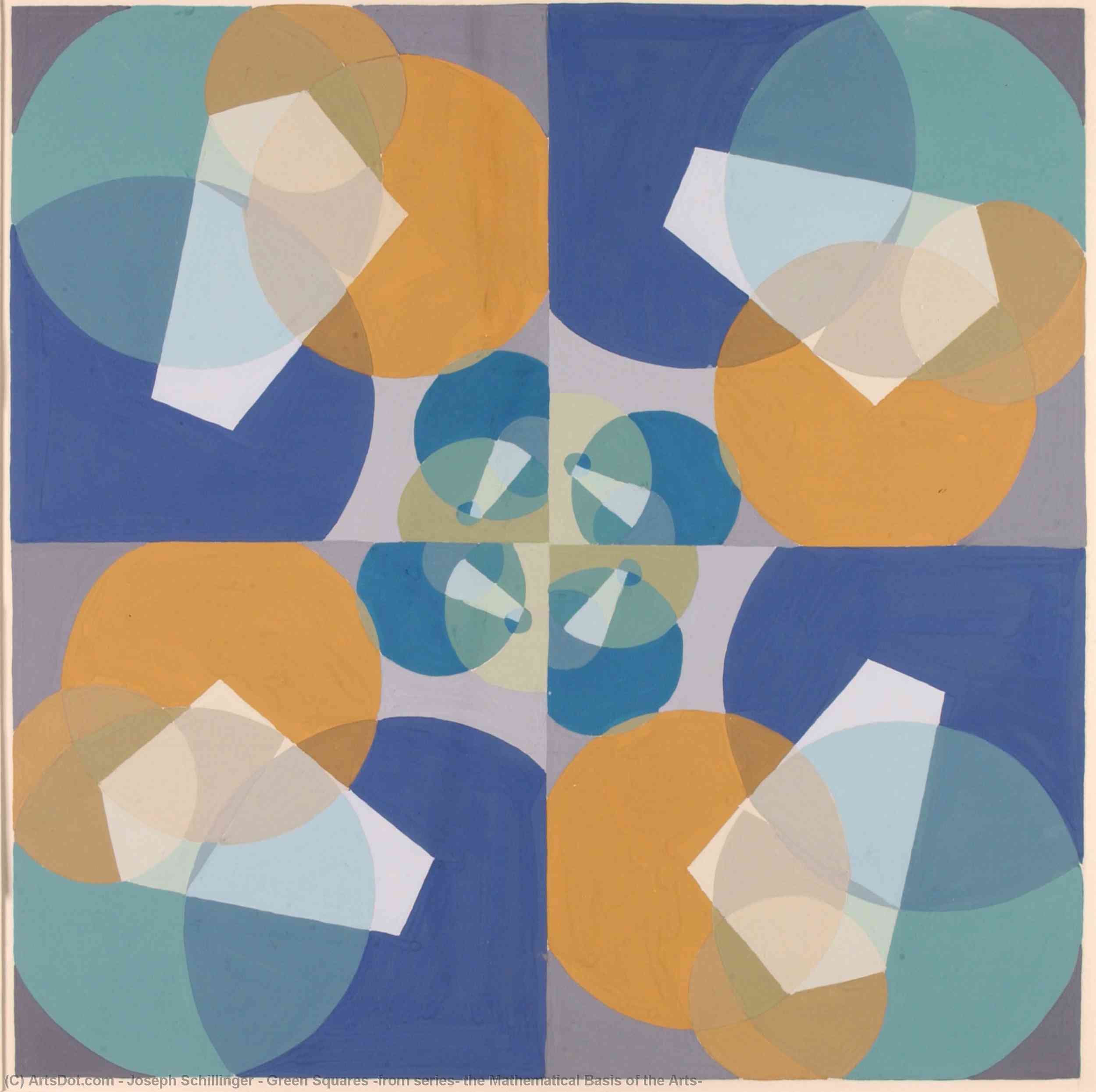 Wikioo.org – La Enciclopedia de las Bellas Artes - Pintura, Obras de arte de Joseph Schillinger - cuadrados verdes ( de la serie , la matemática Base de los Artes )