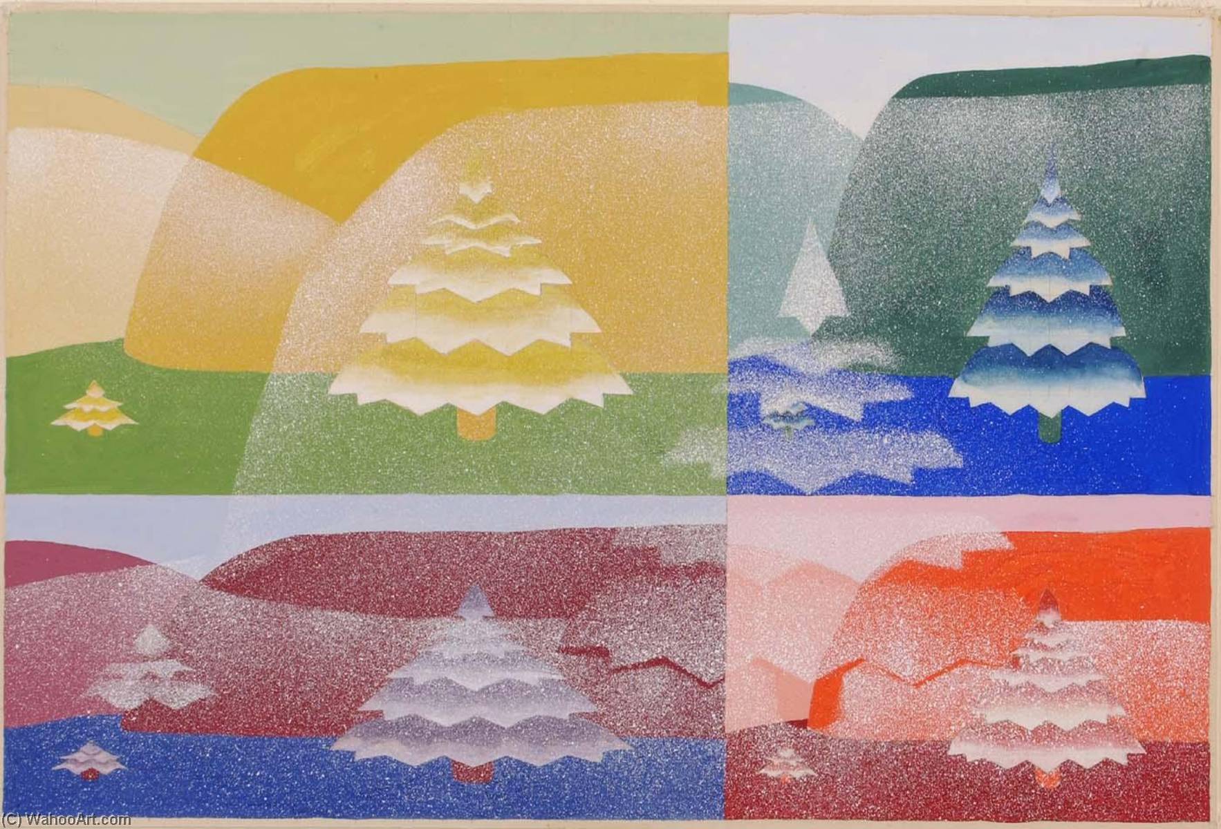 WikiOO.org - Encyclopedia of Fine Arts - Lukisan, Artwork Joseph Schillinger - Trees (from series, the Mathematical Basis of the Arts)